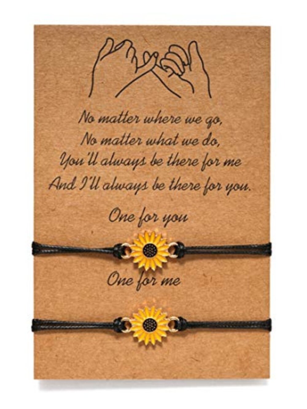 New - Pinky Pomise Distance Matching Bracelets for Best Friends Women Sunflower